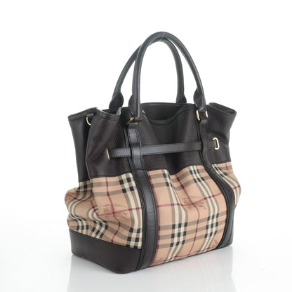 Burberry Grained Calfskin Haymarket Check Medium Golderton Tote Chocolate 3 of 8