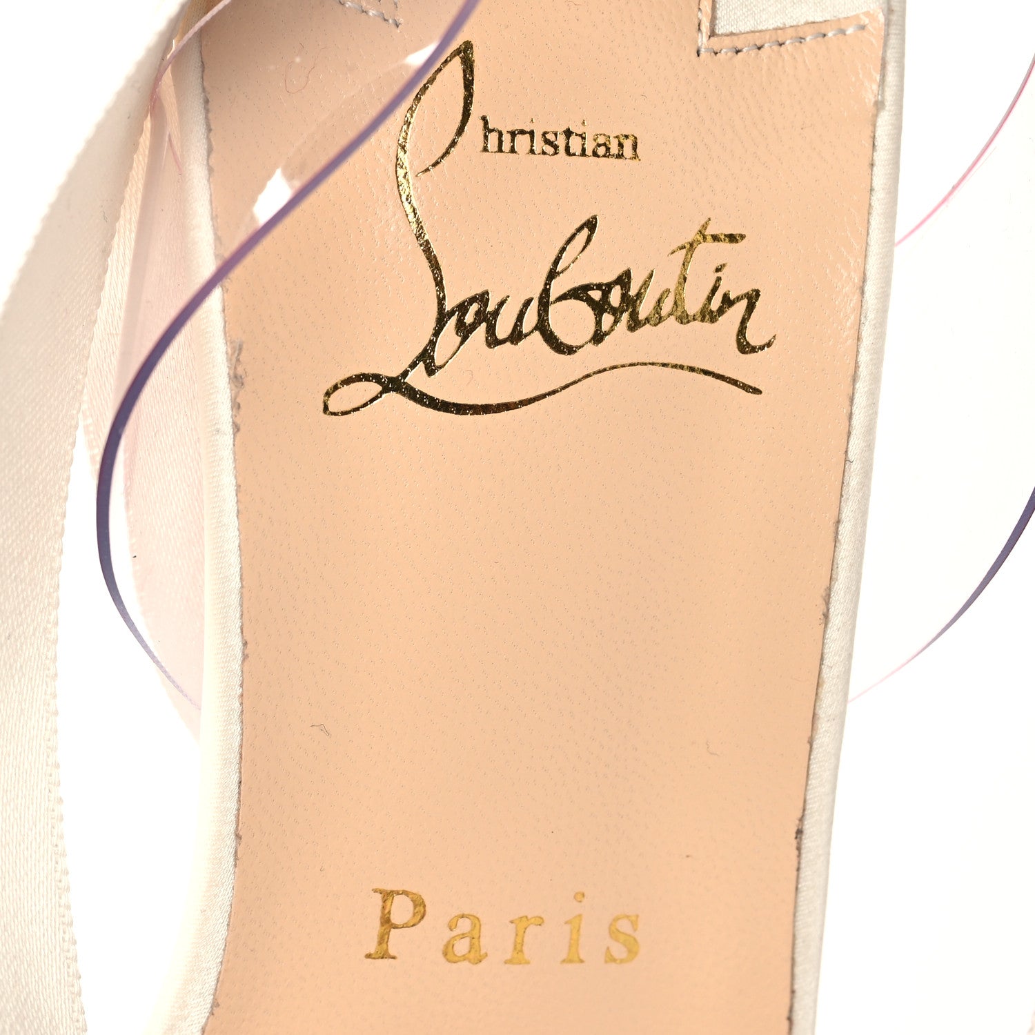 Christian Louboutin Satin Ostrich PVC Marie Edwina 100 Sandals 38.5 Off White 7 of 12