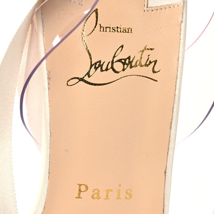 Christian Louboutin Satin Ostrich PVC Marie Edwina 100 Sandals 38.5 Off White 7 of 12