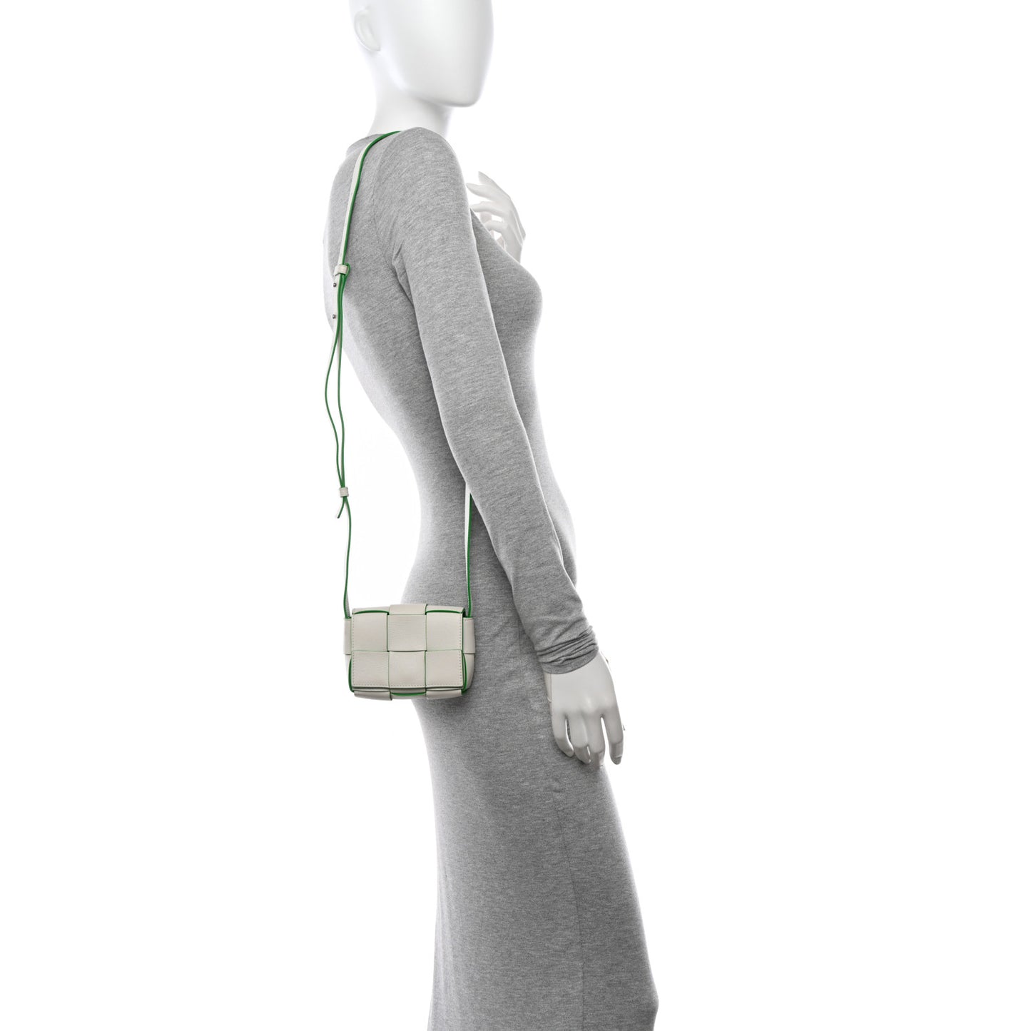 Buffalo Maxi Intrecciato Bicolor Extra Mini Cassette Crossbody Bag White Parakeet