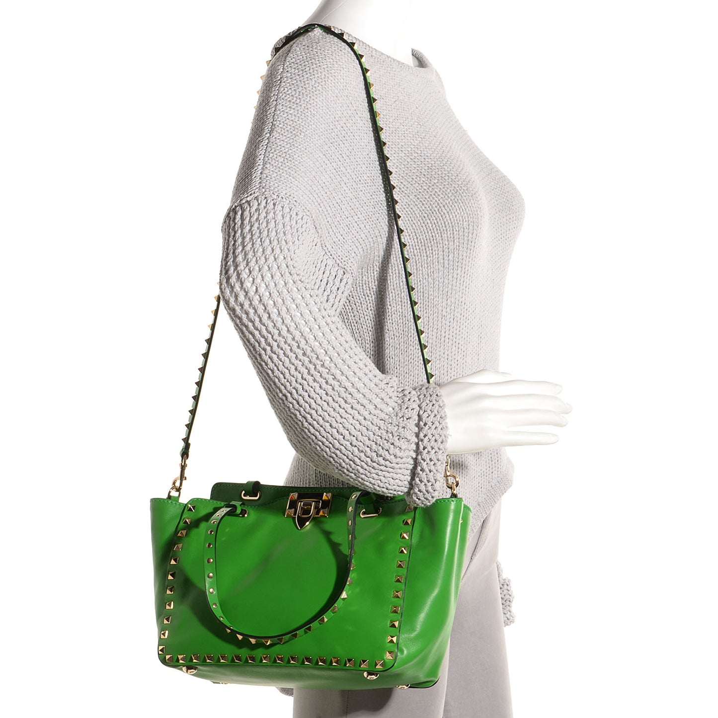 Vitello Small Rockstud Tote Green