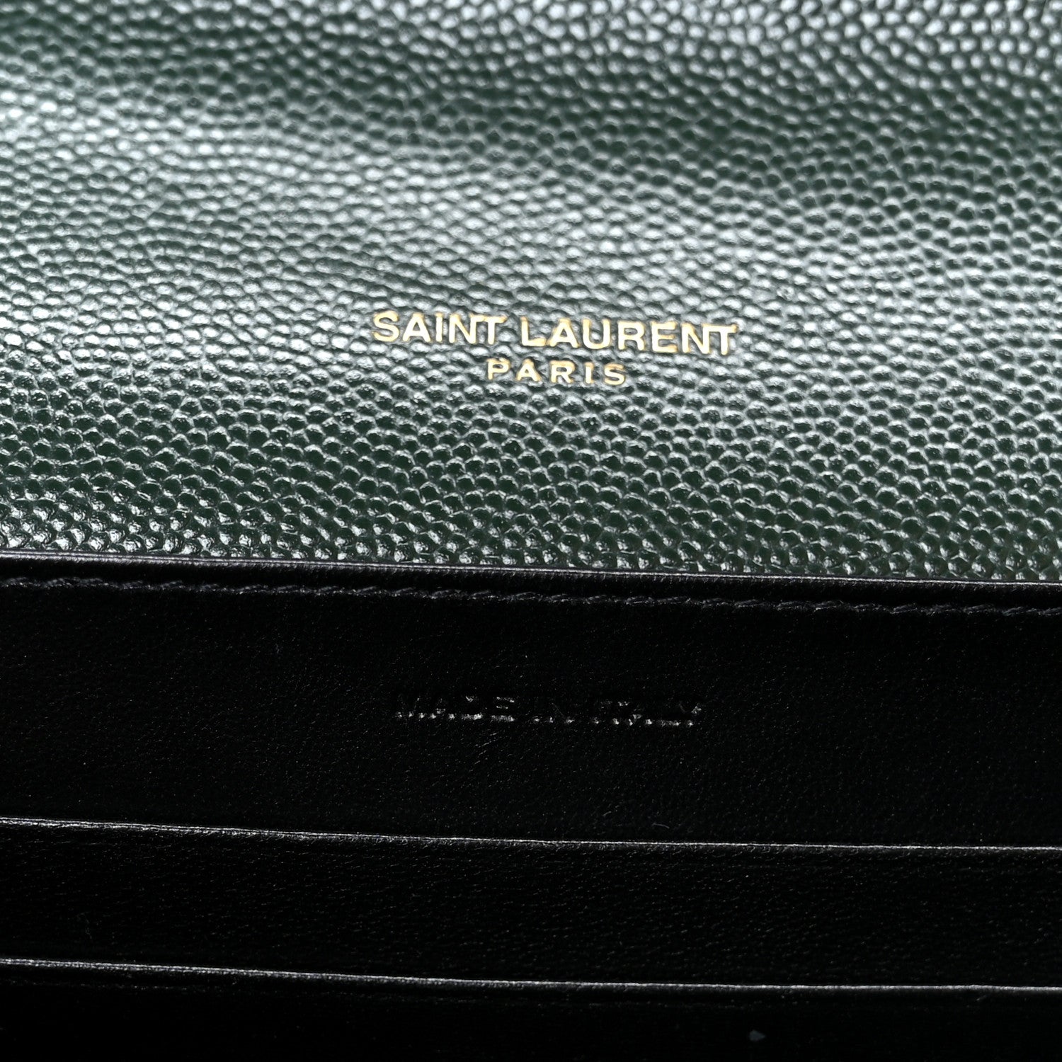 Saint Laurent Grain De Poudre Monogram Cassandra Chain Wallet Dark Green 7 of 10