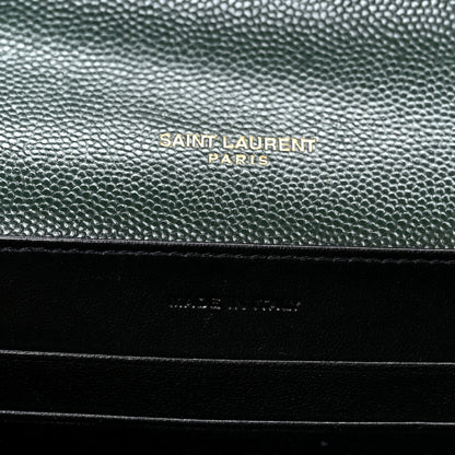 Saint Laurent Grain De Poudre Monogram Cassandra Chain Wallet Dark Green 7 of 10