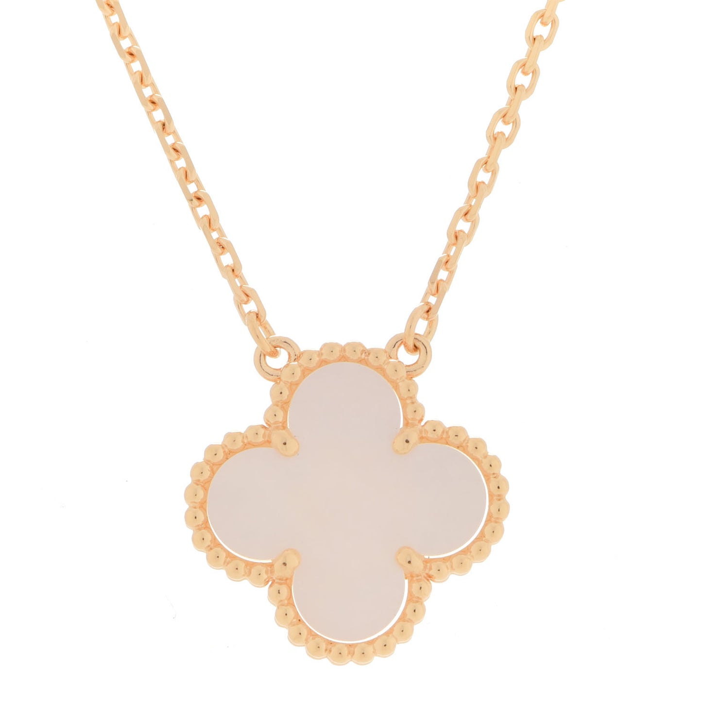18K Yellow Gold Mother of Pearl Vintage Alhambra Pendant Necklace