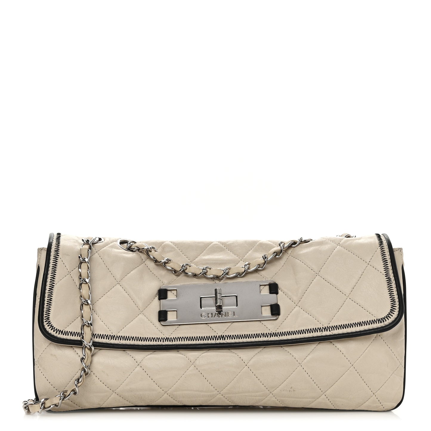Lambskin East West Mademoiselle Flap Ivory