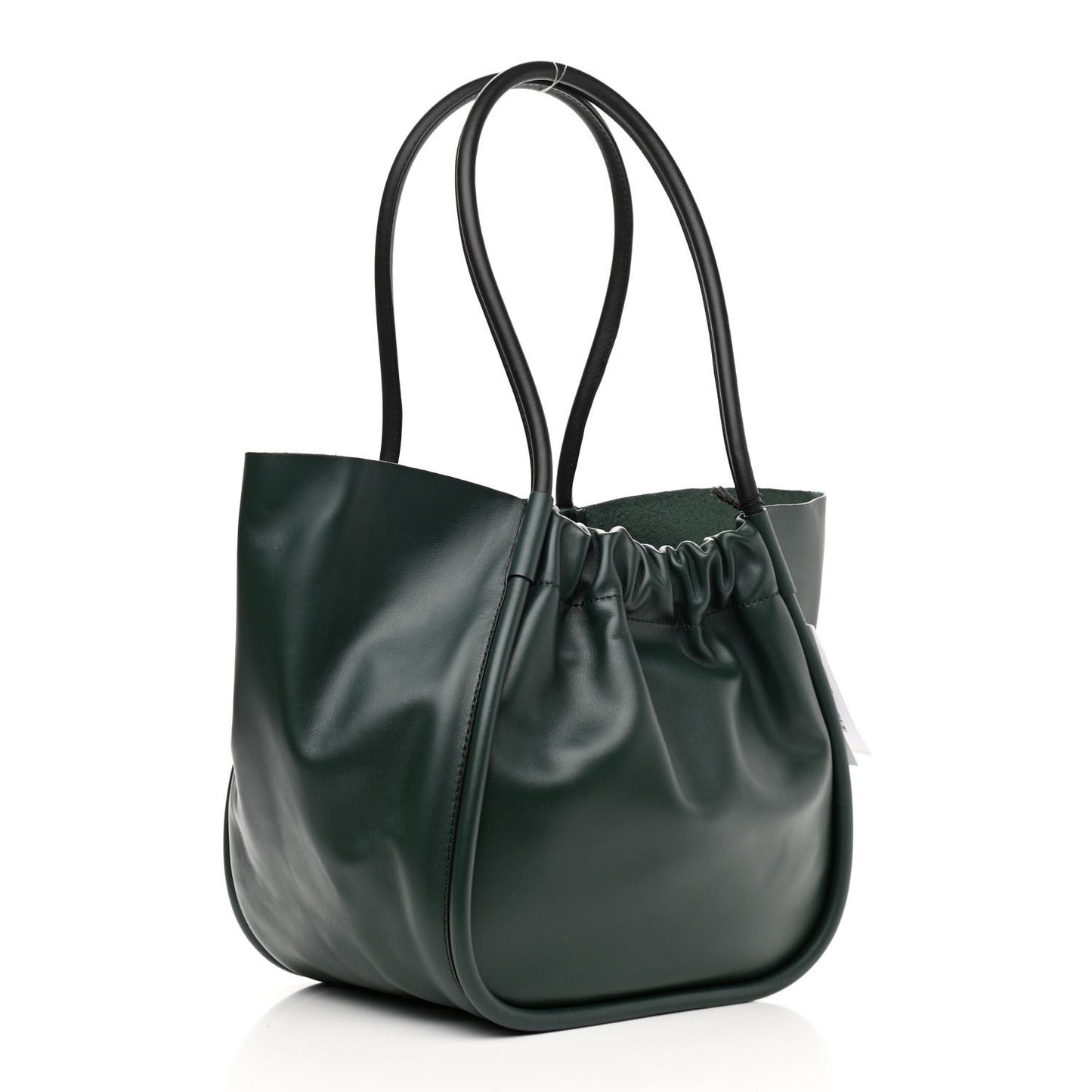 Calfskin XL Ruched Tote Petrol Green