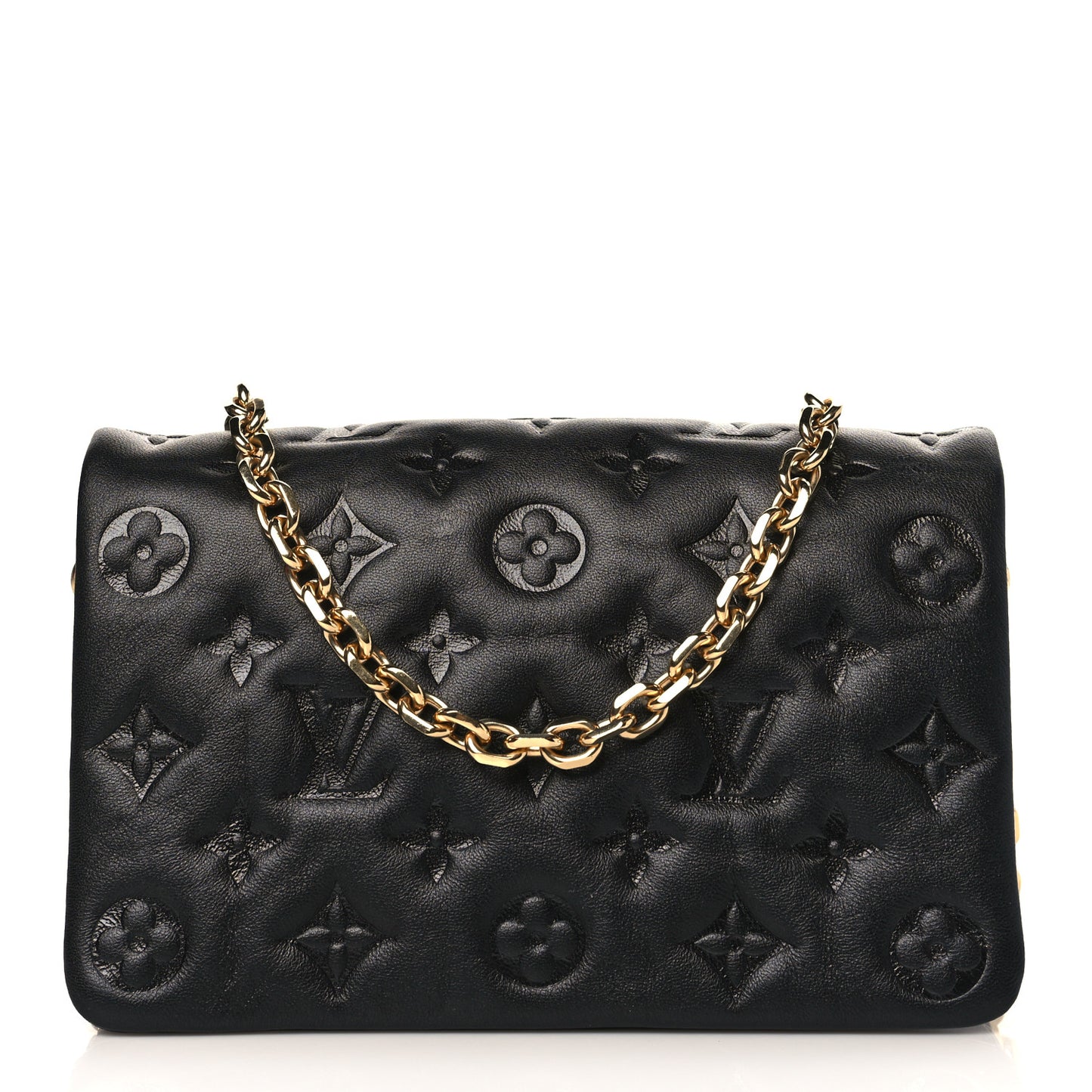 Lambskin Embossed Monogram Pochette Coussin Black