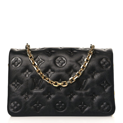 Louis Vuitton Lambskin Embossed Monogram Pochette Coussin Black 1 of 8