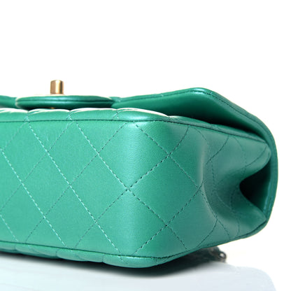 Chanel Iridescent Lambskin Quilted Mini Top Handle Rectangular Flap Green 9 of 9