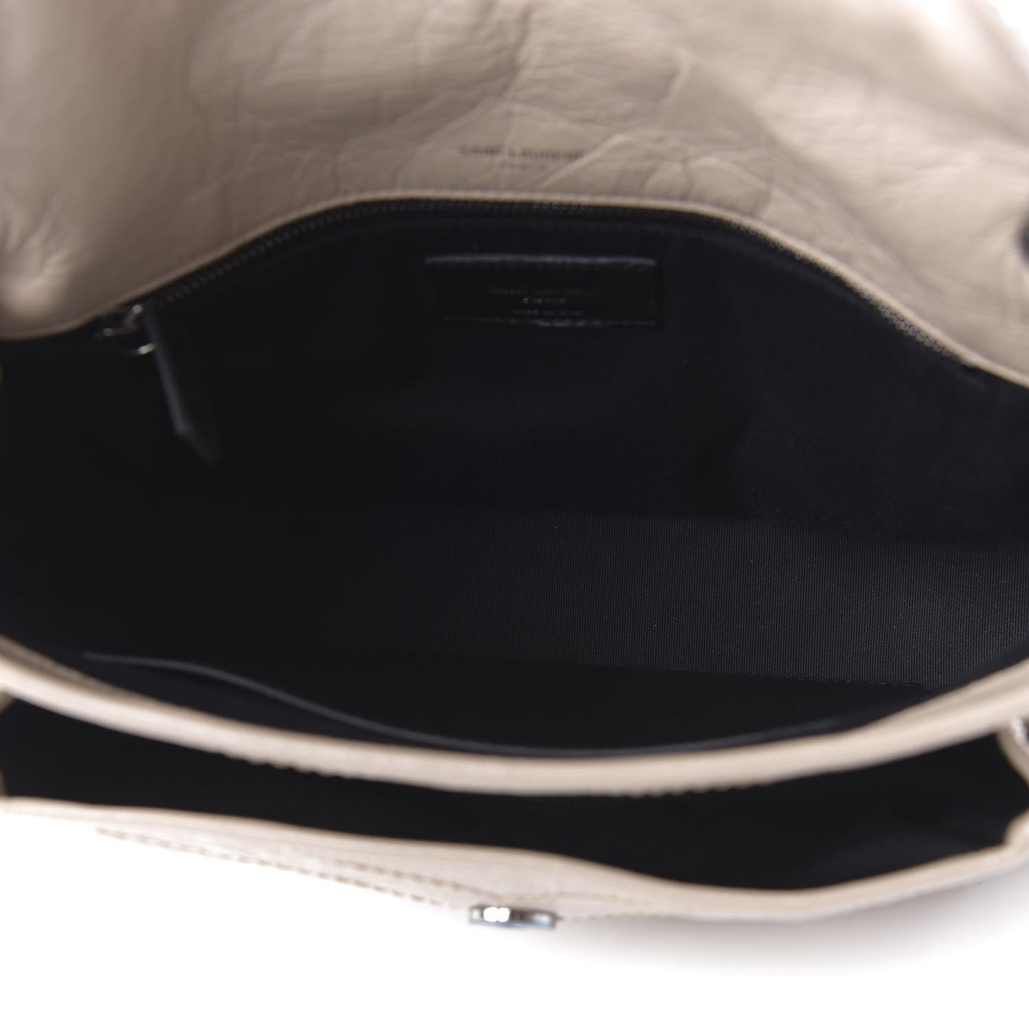 Crinkled Calfskin Matelasse Monogram Medium Niki Chain Satchel Light Natural