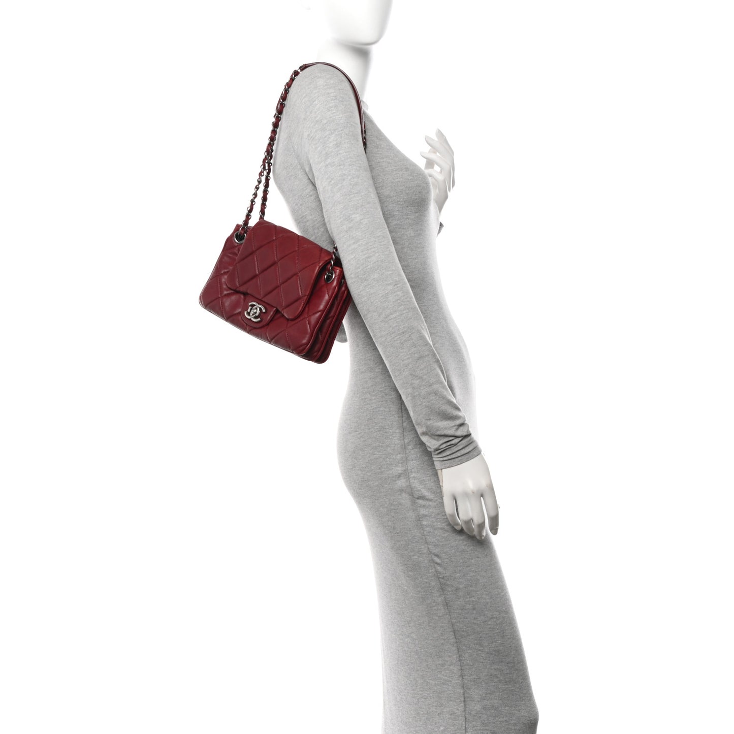 Lambskin Quilted Accordion Flap Burgundy