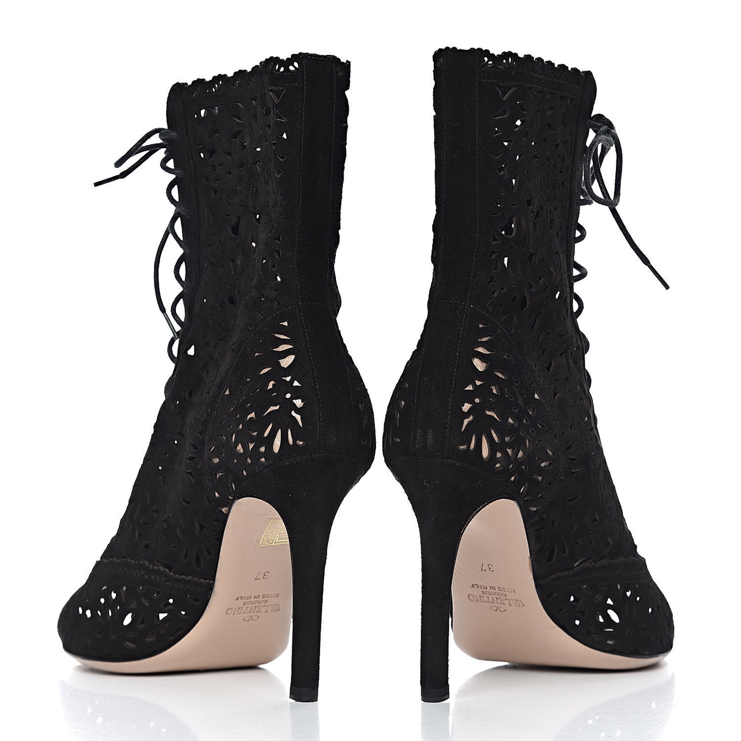 Suede Laser Cut Boots 37 Black
