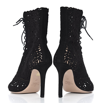 Valentino Garavani Suede Laser Cut Boots 37 Black 9 of 10