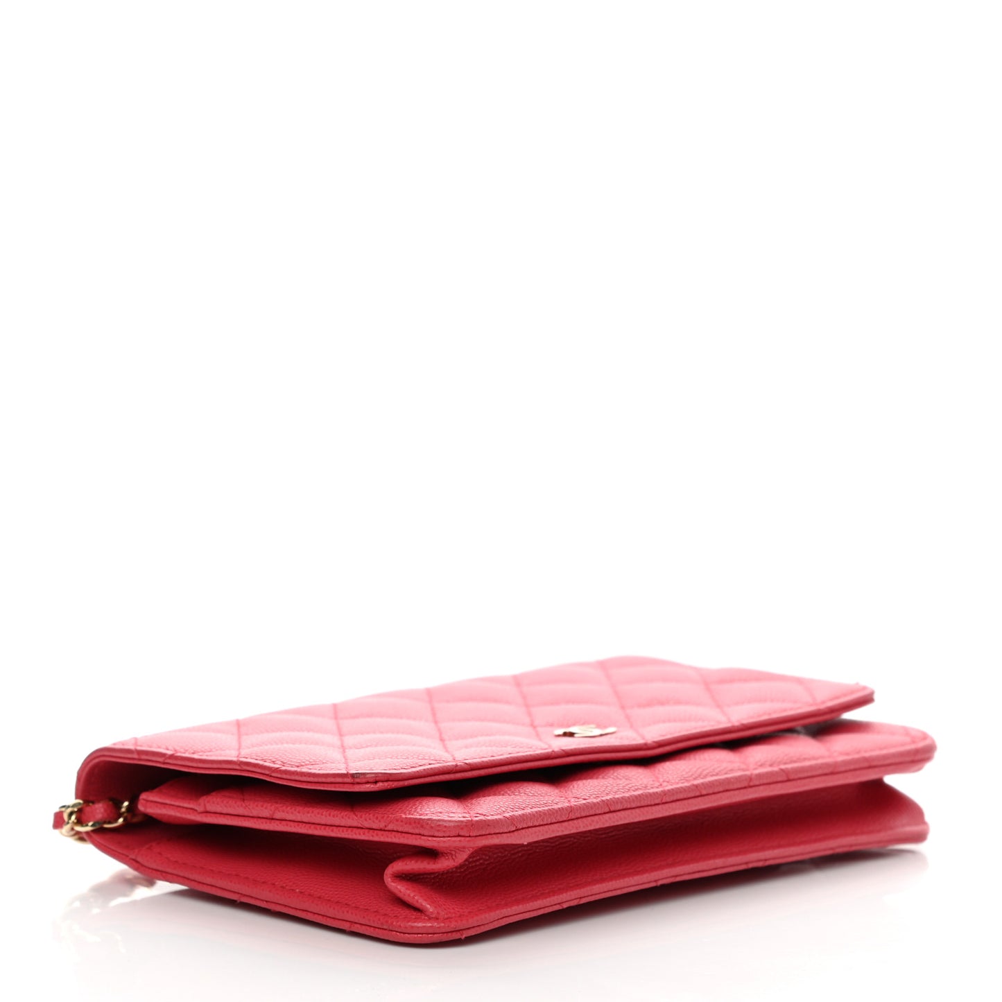 Caviar Quilted Wallet On Chain WOC Dark Pink