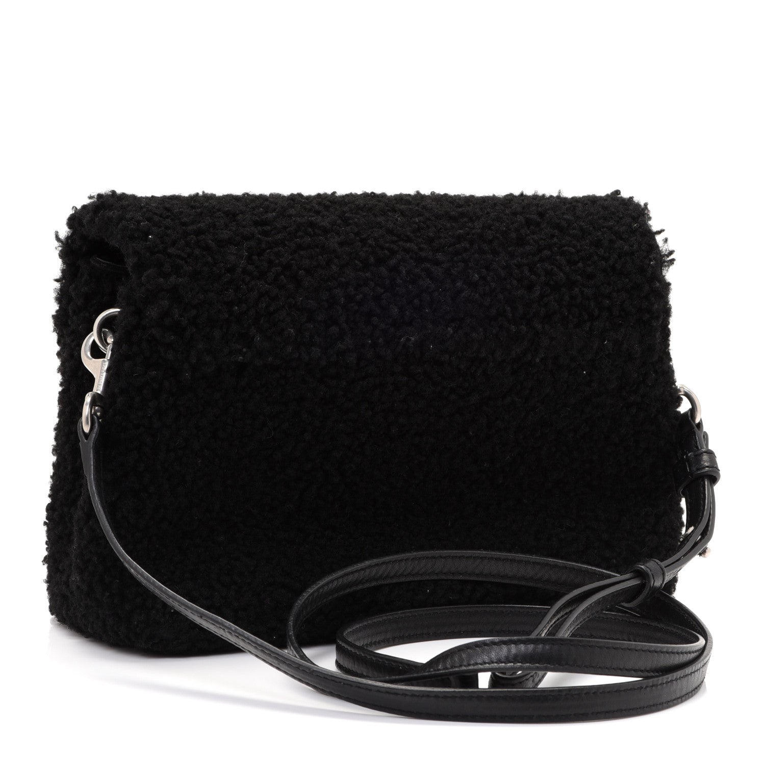 Saint Laurent Shearling Toy Loulou Shoulder Bag Black 3 of 12