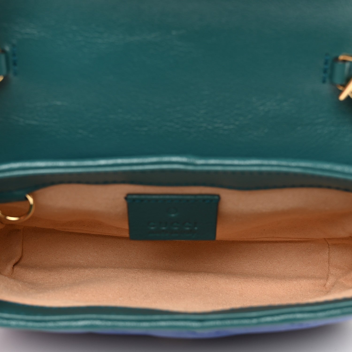 Gucci Azalea Calfskin Enamel Matelasse Diagonal Super Mini Torchon GG Marmont Shoulder Bag Imperial Blue Pavone 6 of 10