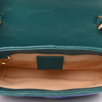 Gucci Azalea Calfskin Enamel Matelasse Diagonal Super Mini Torchon GG Marmont Shoulder Bag Imperial Blue Pavone 6 of 10