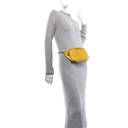 Chanel Crumpled Glazed Lambskin Quilted Waist Bag Fanny Pack Yellow 2 of 10