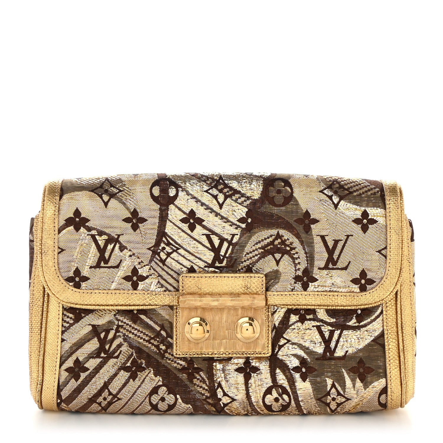 Louis Vuitton Monogram Brocade Thalie Clutch Gold 1 of 7