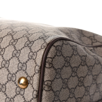 Gucci GG Supreme Monogram Textured Dollar Calfskin Web Medium Ophidia Carry-On Duffle Bag Beige Ebony New Acero 13 of 16