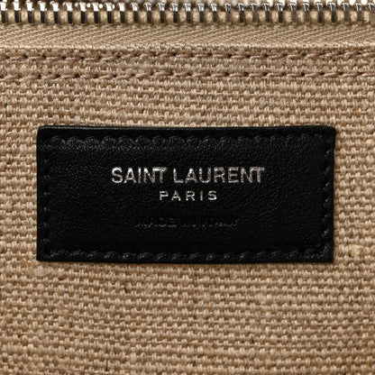 Saint Laurent Linen Calfskin Rive Gauche Tote Optic White 6 of 10