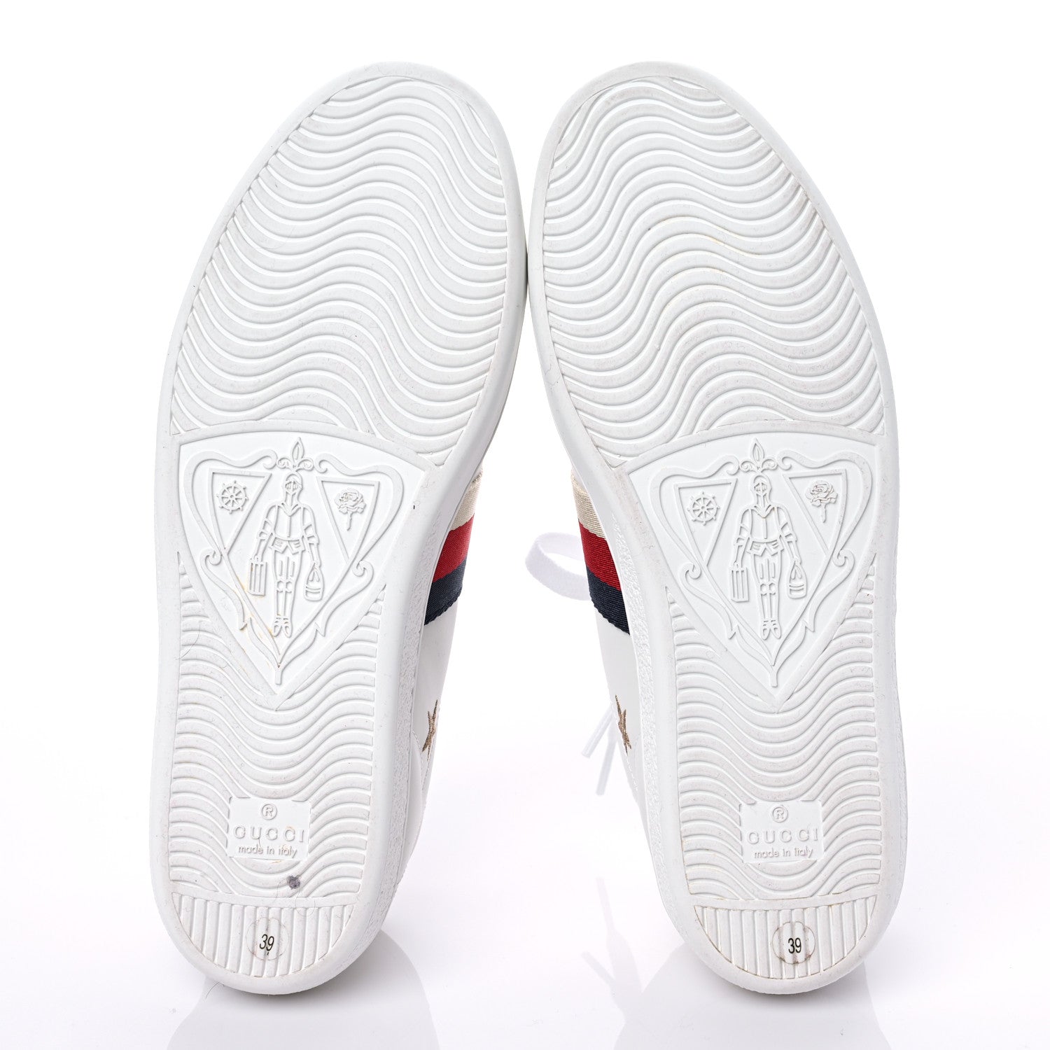 Gucci Calfskin Bee Star Embroidered Sylvie Web Ace Sneakers 39 White 5 of 9