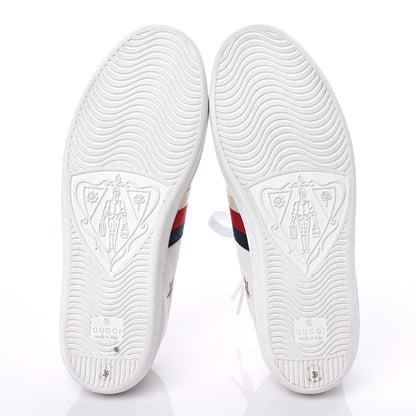 Gucci Calfskin Bee Star Embroidered Sylvie Web Ace Sneakers 39 White 5 of 9