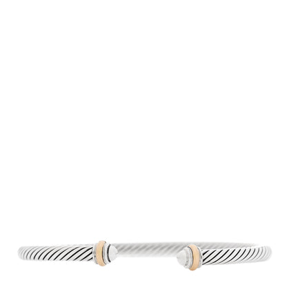 David Yurman Sterling Silver 18K Yellow Gold 4mm Cable Classics Bracelet 1 of 5