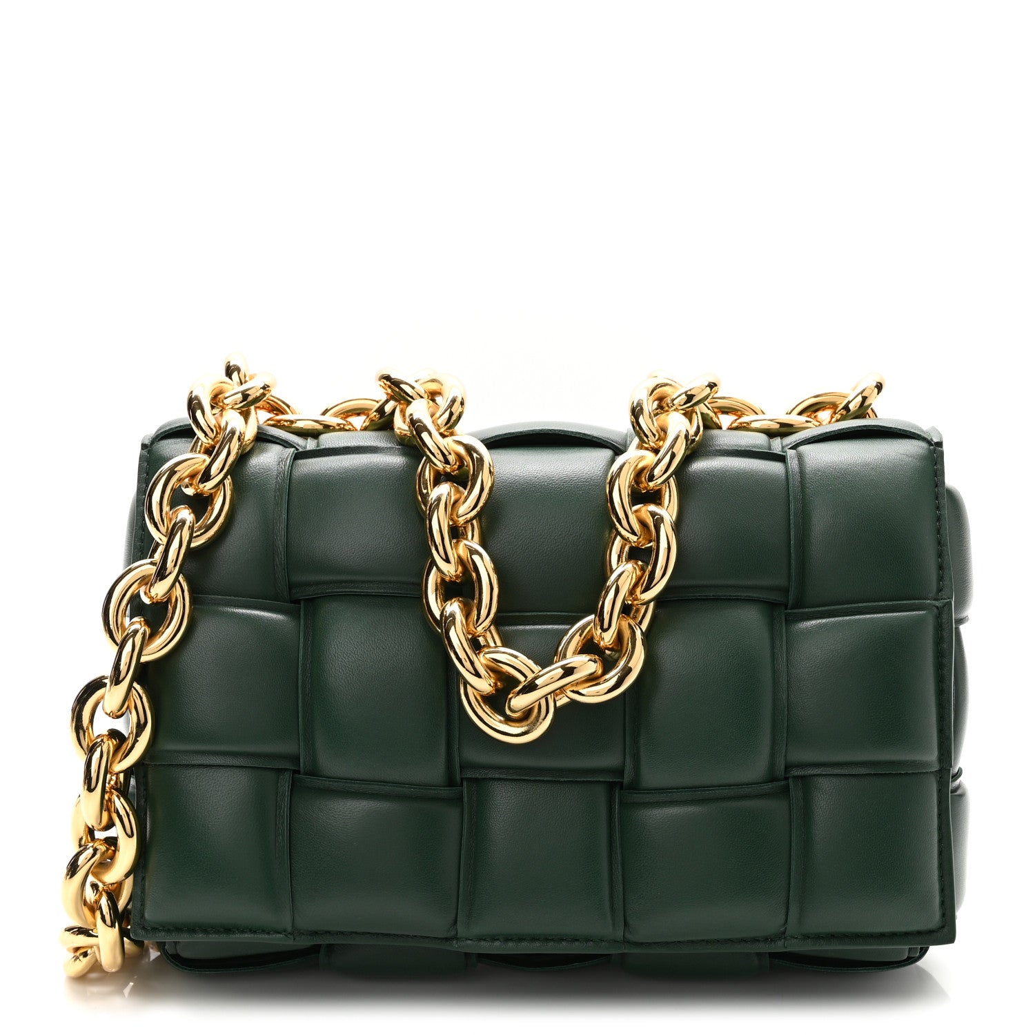 Bottega Veneta Lambskin Maxi Intreccio Padded Chain Cassette Crossbody Bag Raintree 1 of 10