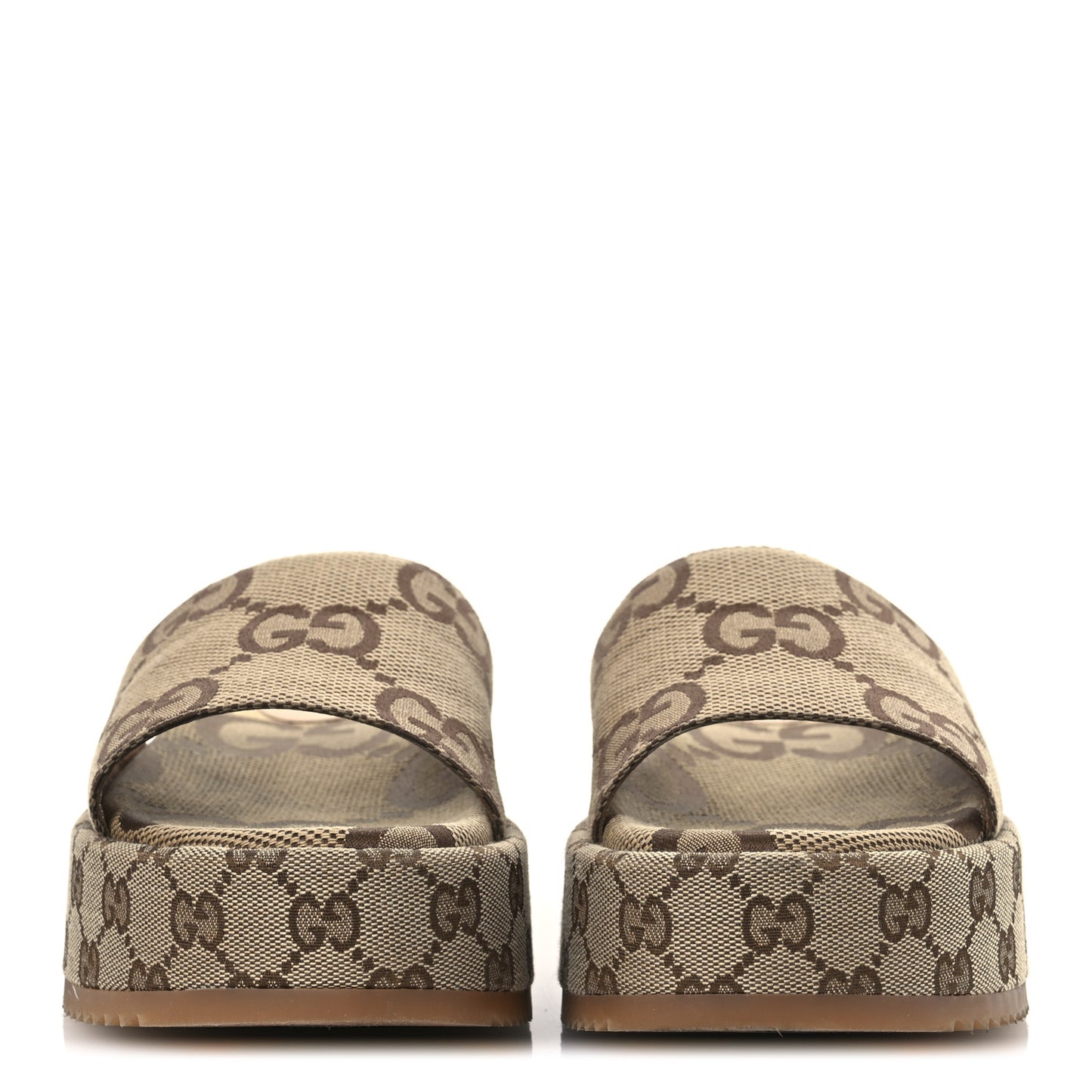 Monogram Maxi GG Angelina Platform 55mm Slide Sandals 39.5 Camel Ebony