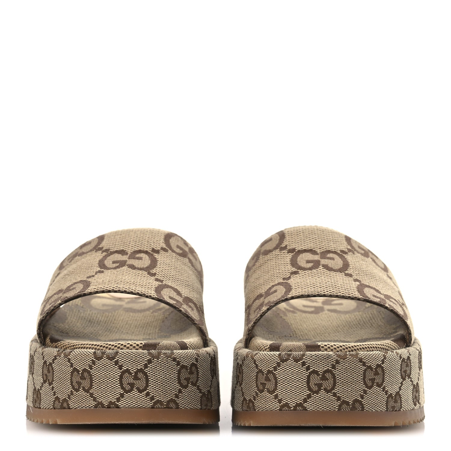 Gucci Monogram Maxi GG Angelina Platform 55mm Slide Sandals 39.5 Camel Ebony 3 of 11