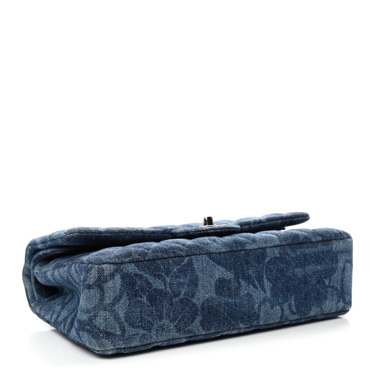 Denim Quilted Medium Camellia Flap Blue