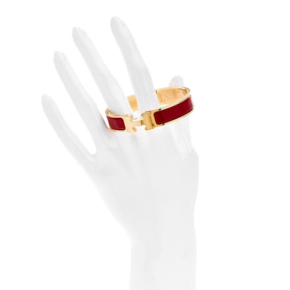 Hermes Enamel Narrow Clic Clac H Bracelet PM Rouge 2 of 5