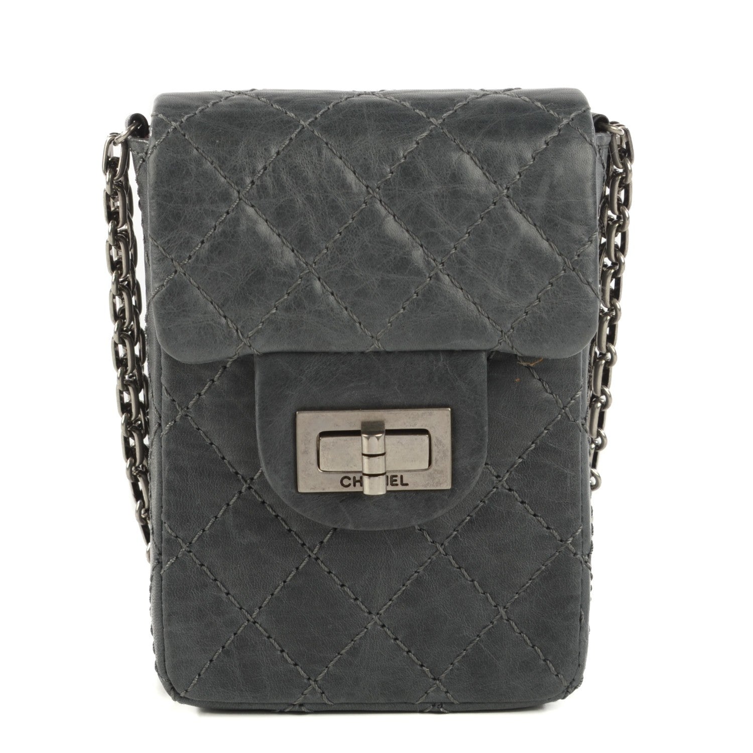 Chanel Calfskin Quilted 2.55 Reissue Phone Case Dark Grey 1 of 9