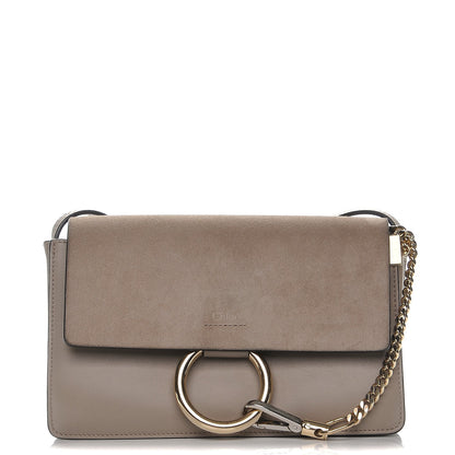 Chloe Suede Calfskin Small Faye Shoulder Bag Motty Grey 1 of 7