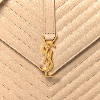 Saint Laurent Grain De Poudre Matelasse Chevron Large Monogram Satchel Nude Powder 7 of 10