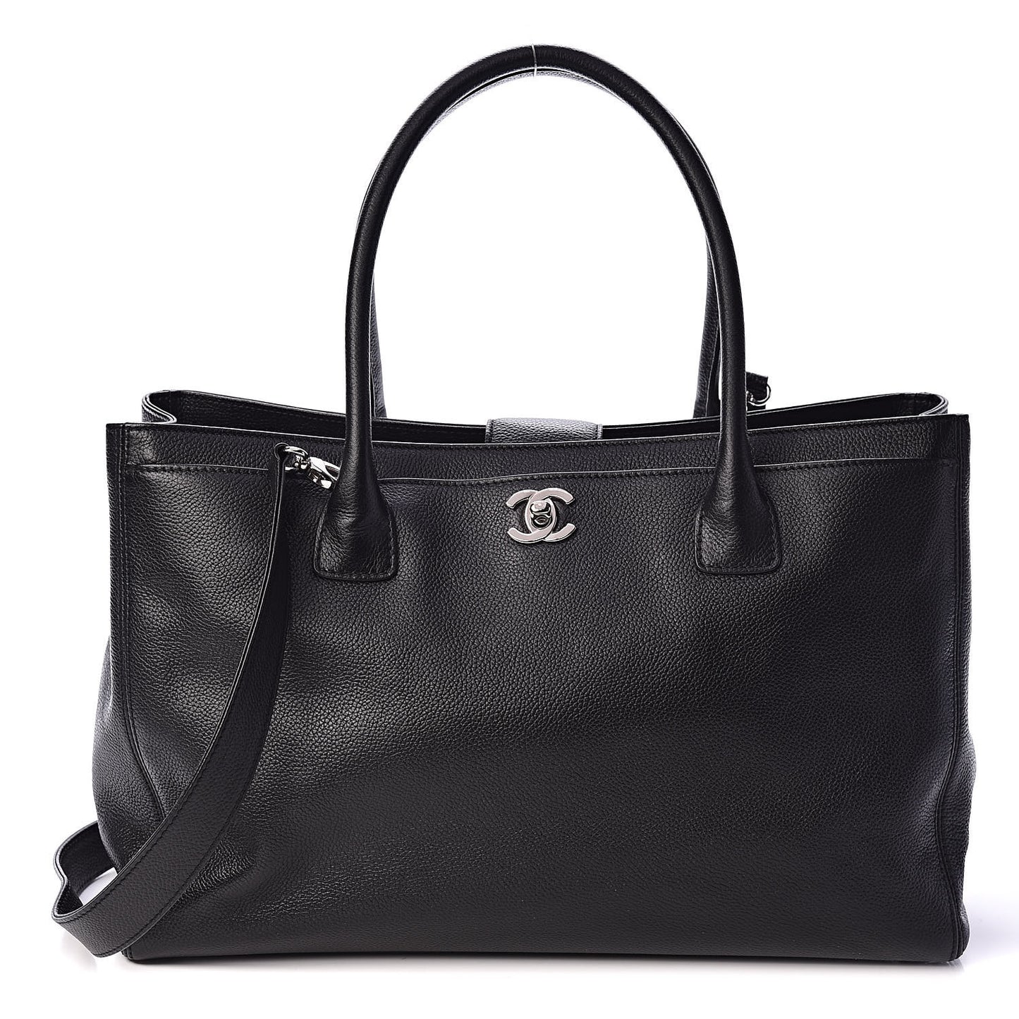 Calfskin Cerf Executive Shopper Tote Black