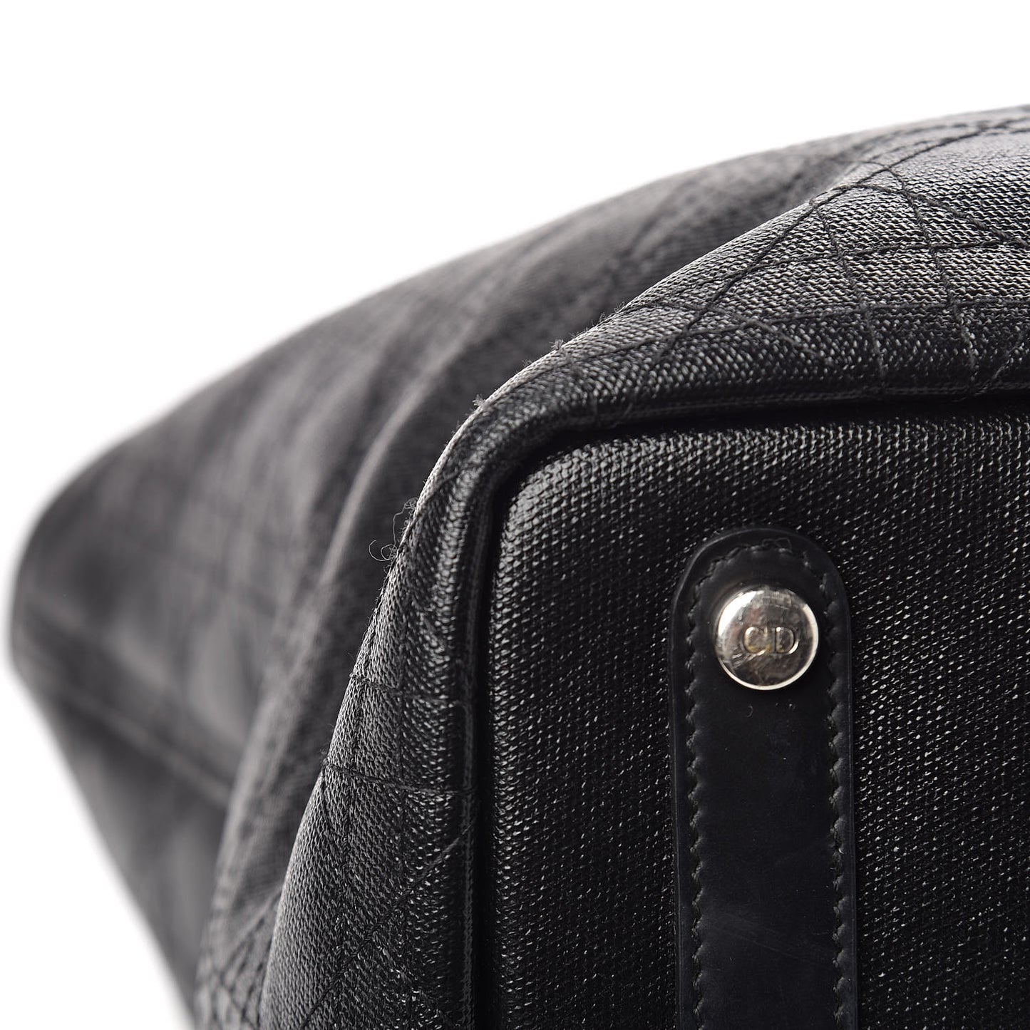 Coated Canvas Cannage Large Panarea Shopping Tote Black