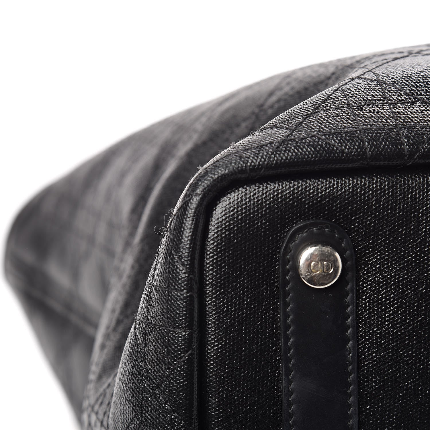 Christian Dior Coated Canvas Cannage Large Panarea Shopping Tote Black 15 of 17