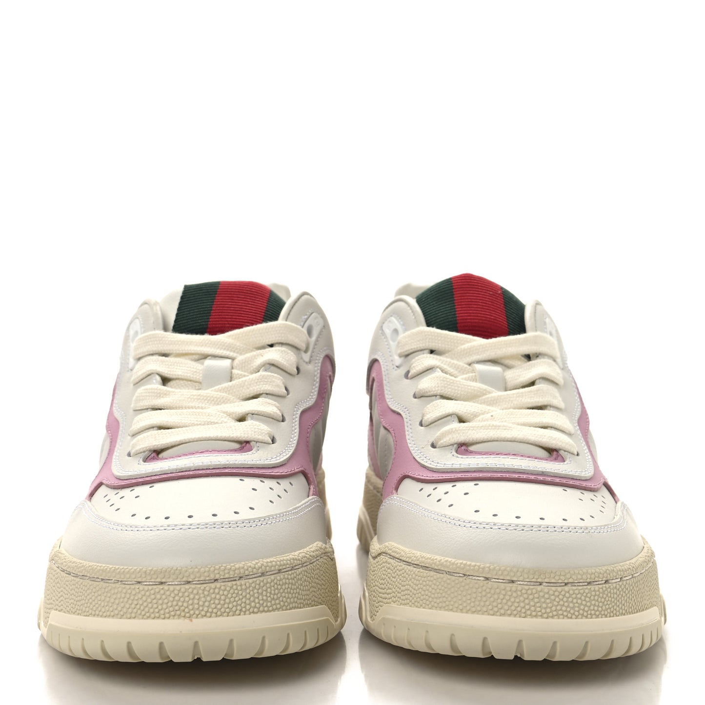 Calfskin Womens Re-Web Sneakers 36.5 White Pink