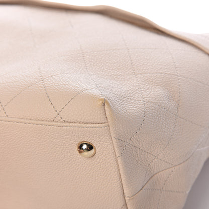 Chanel Crumpled Grained Calfskin Zip and Carry Shopping Tote Beige 10 of 12
