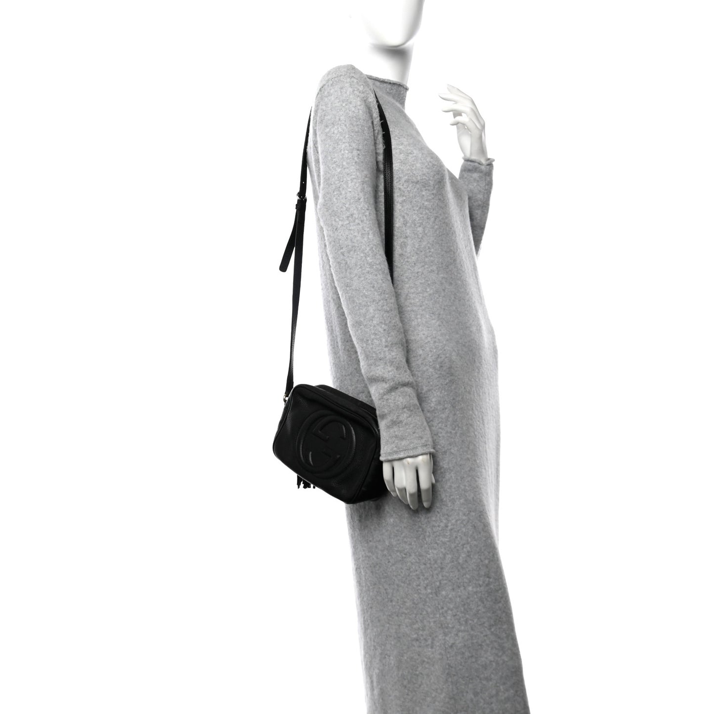 Pebbled Calfskin Small Soho Disco Bag Black