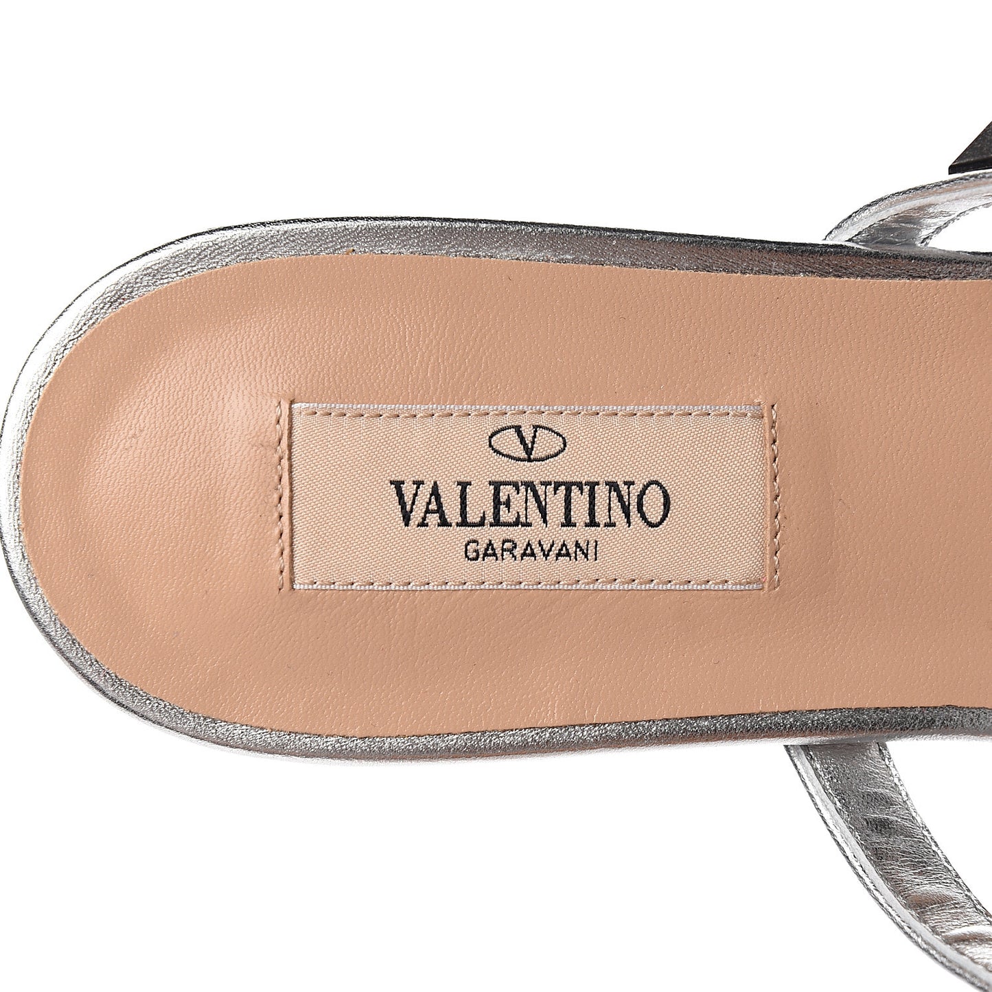 Metallic Nappa Rockstud Caged Flat Slide Sandals 39 Silver