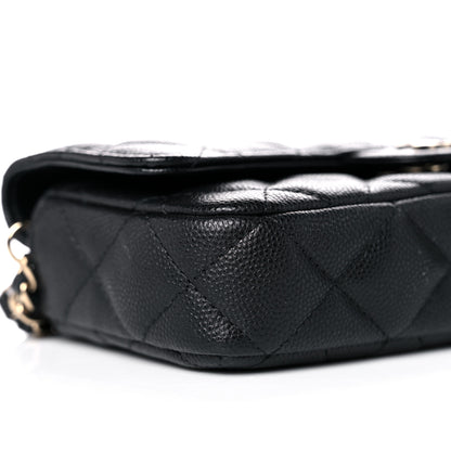 Chanel Caviar Quilted Flap Phone Holder With Chain Black 10 of 12