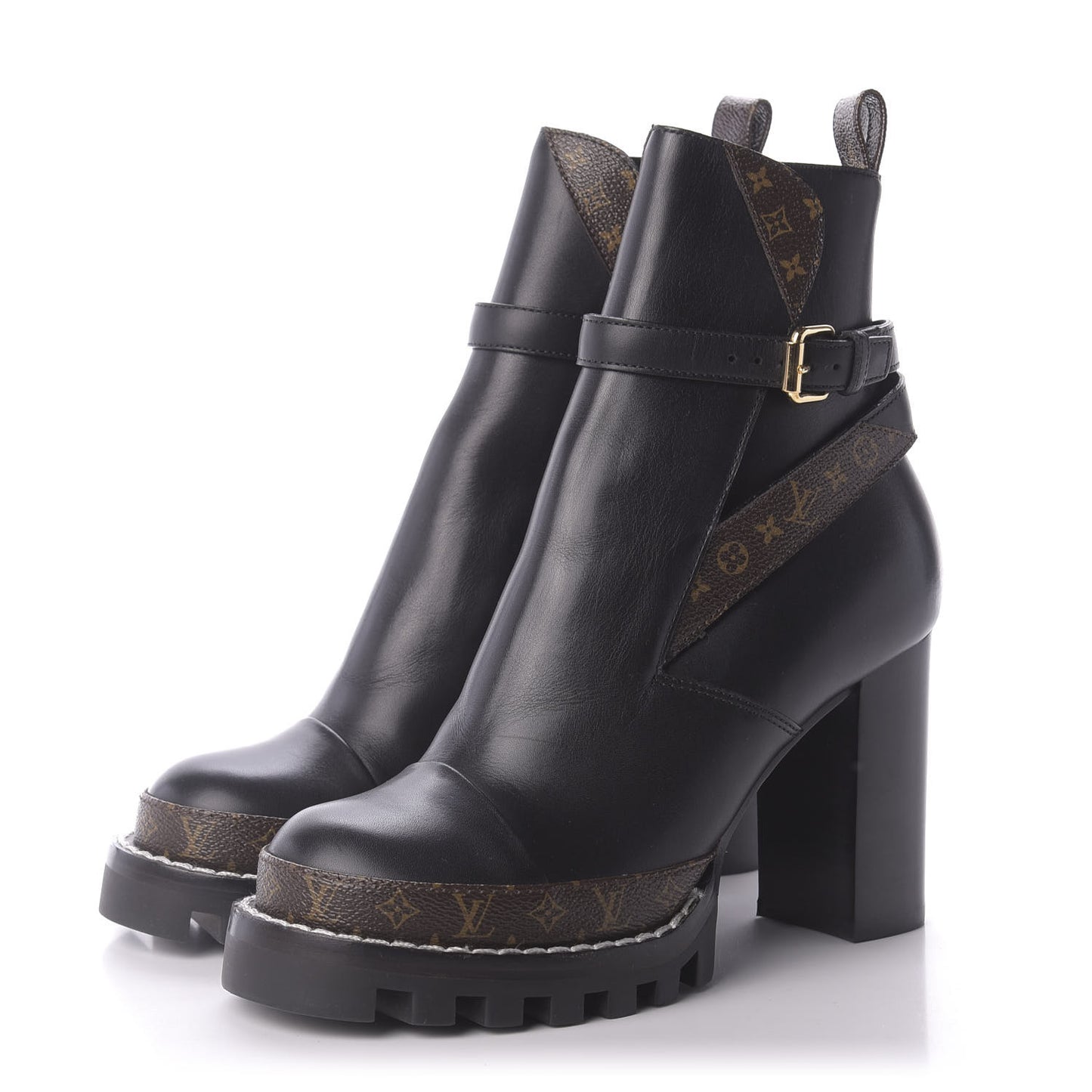 Calfskin Monogram Star Trail Ankle Boots 38 Black