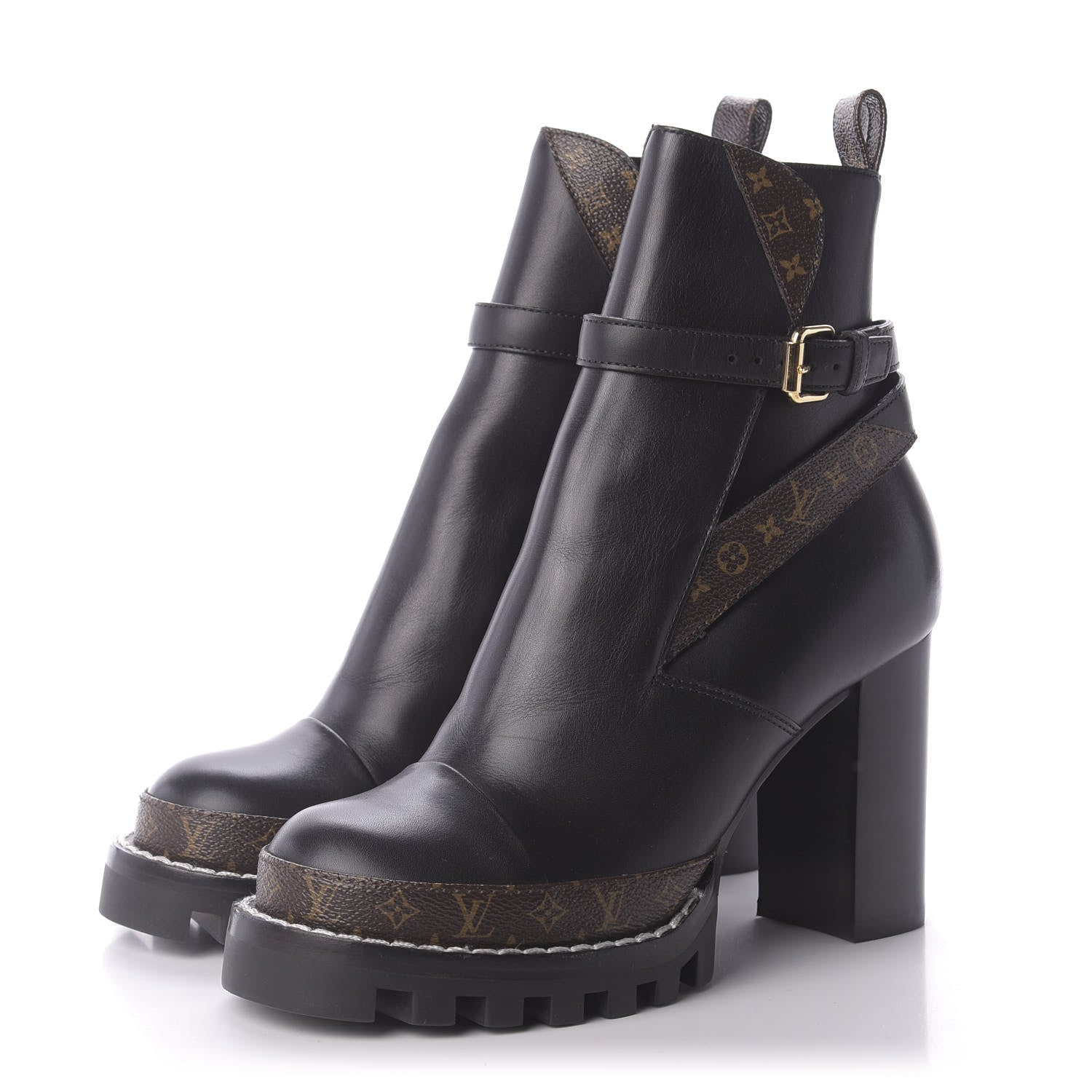 Louis Vuitton Calfskin Monogram Star Trail Ankle Boots 38 Black 3 of 8