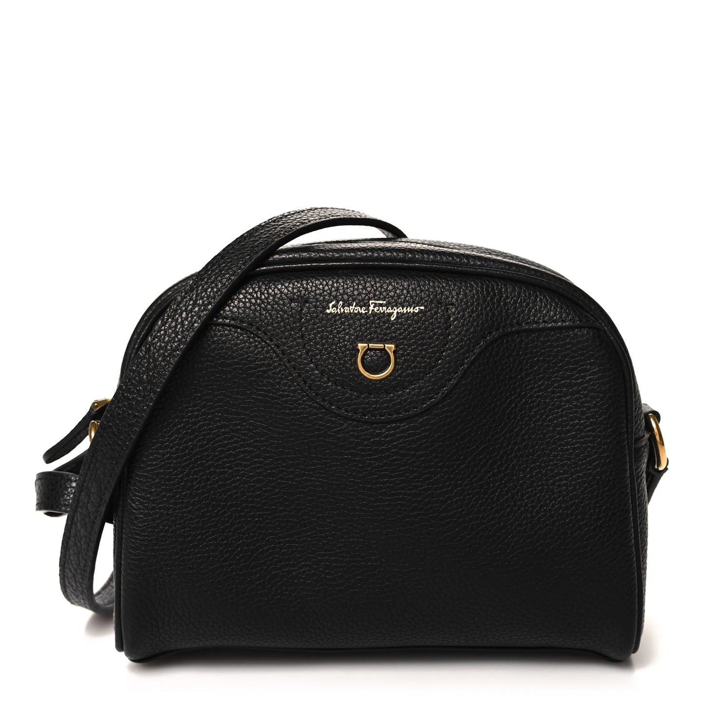 Calfskin Travel Camera Crossbody Bag Black
