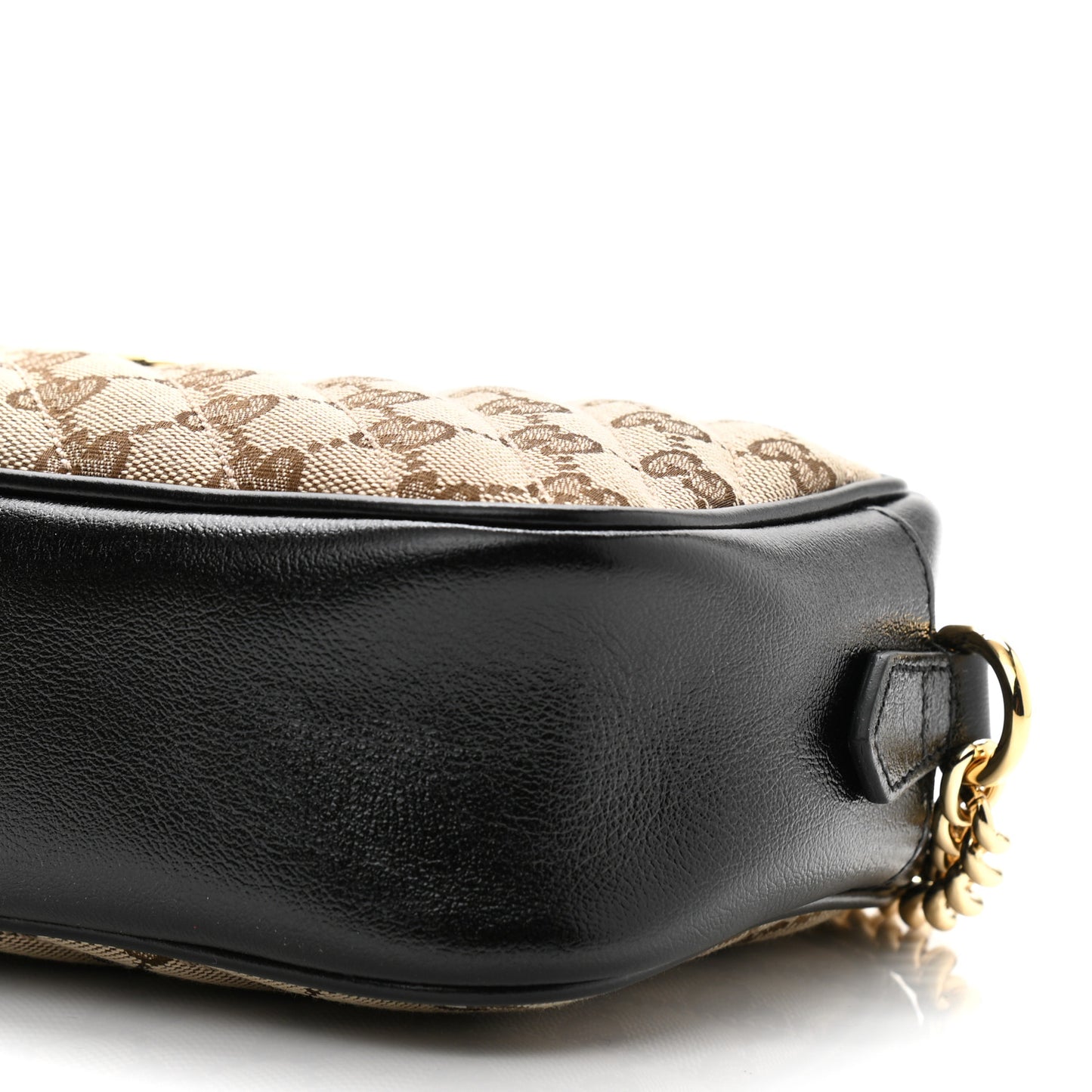 Monogram Matelasse Diagonal Small GG Marmont Chain Shoulder Bag Beige Black