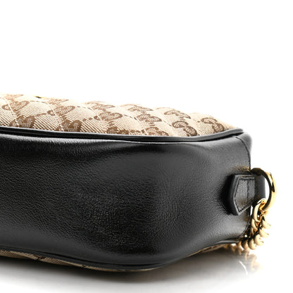 Gucci Monogram Matelasse Diagonal Small GG Marmont Chain Shoulder Bag Beige Black 10 of 10