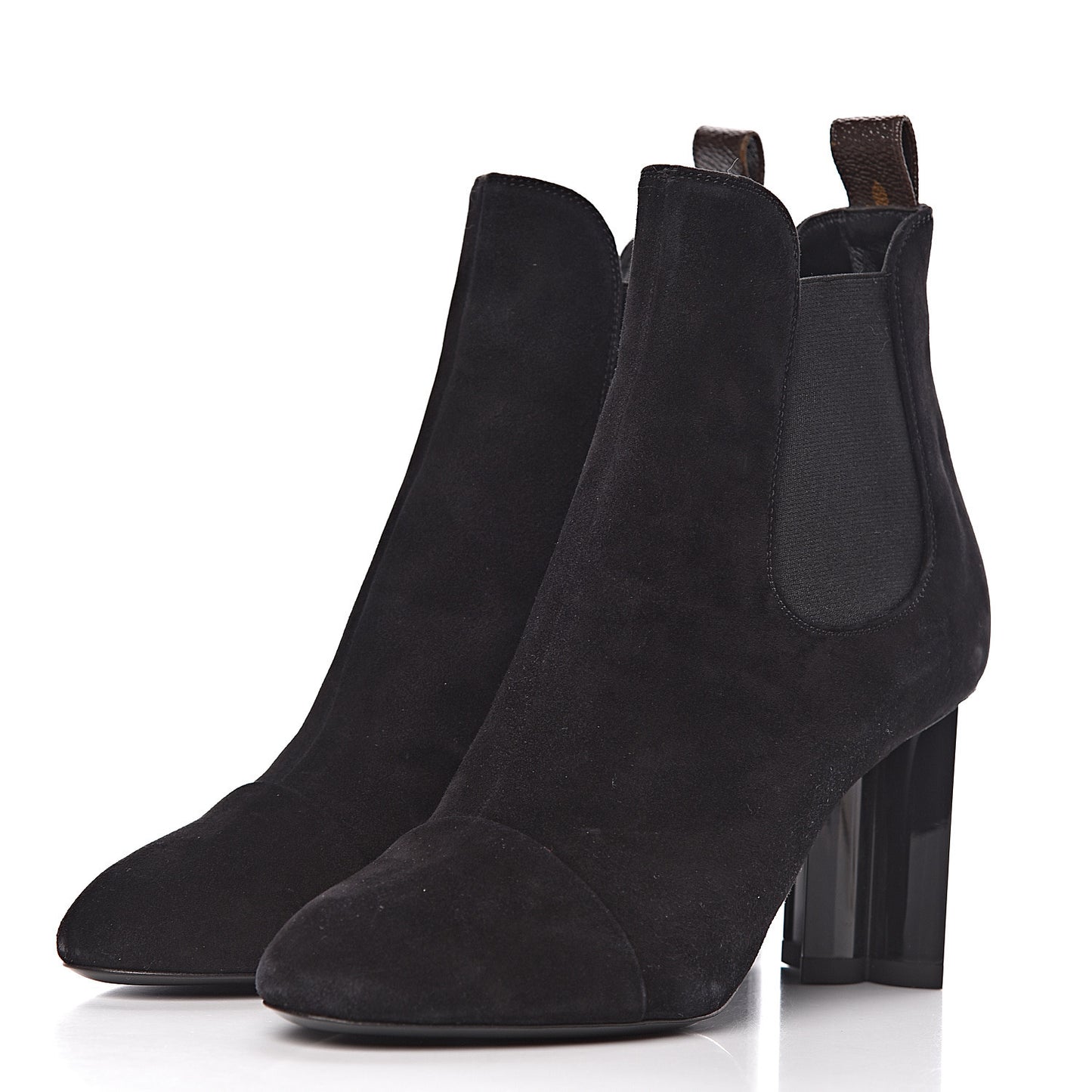 Suede Monogram Uniformes Cap Toe Chelsea 80mm Ankle Boots 37.5 Black